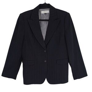 Tahari Arthur S. Levine Blazer Black Sz 12 Lined Two-Button Jacket Women Office